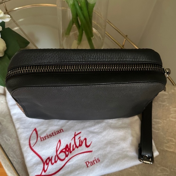 Christian Louboutin Black Leather Clutch with Multi Colored Pattern NWT - Picture 4 of 11